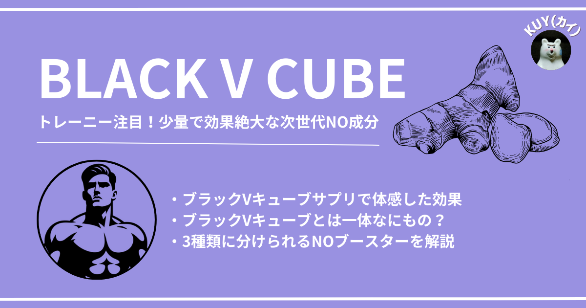 トレーニー注目！少量で効果絶大な次世代NO成分『ブラックVキューブ』ブラックVキューブサプリで体感した効果・ブラックVキューブとは一体なにもの？3種類に分けられるNOブースターを解説