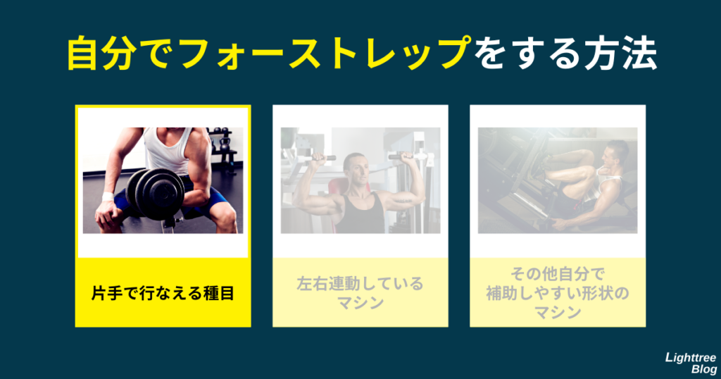 【自分でフォーストレップをする方法】片手で行なえる種目